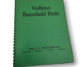 Watkins Household Hints Book 1941 Elaine Allen Green Kitchen Decor Vtg Housewife