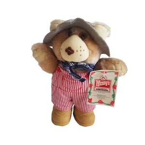 Wendy&#39;s FURSKINS Bear Dudley Plush 1986 Fast Food Restaurant Stuffed Animal VTG