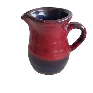 Peppertown Pottery Pitcher Red & Blue Mississippi RILEY 8/18/95 Vintage Signed