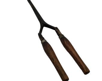 Vintage Hair Curling Iron Tool Metal & Wood Early Primitive Salon Bathroom Decor