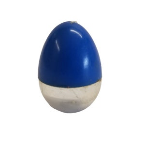 Miniature Egg Candy Container Italy Blue Clear Plastic Mini Gumball Machine VTG