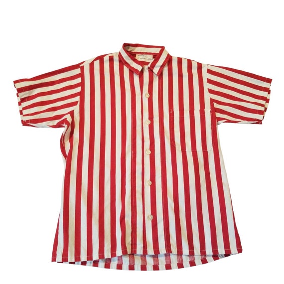 Vintage Shirt Woman M Red White Stripes Angelica … - image 8