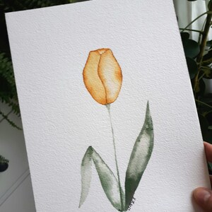 TULPE Frühling Bild Aquarell Illustration Botanik Blume gelb Original Floral