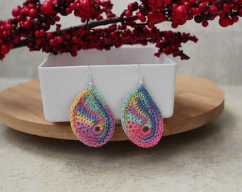 Crochet Leaf Earrings, Dangling Earrings for Her, Handmade Earrings, Crochet Jewelry, Statement Jewelry, Lace Earrings, Graduation Gifts