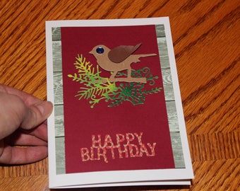 Bird Happy Birthday 3D blank inside card handmade