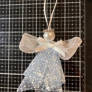 Yellow Angel Ornament, Handmade Ornament, Christmas Decoration, Christmas Gift, Angel Figurine, Tulle Angel Ornament, Gift for Her/Him image 3