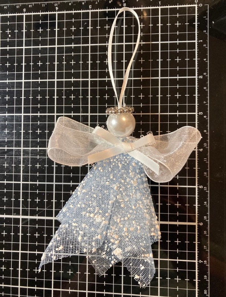 Yellow Angel Ornament, Handmade Ornament, Christmas Decoration, Christmas Gift, Angel Figurine, Tulle Angel Ornament, Gift for Her/Him image 3