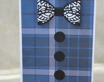 Masculine Card, Bowtie Thank You Card, Father's Day Card, Card for Him, Blank Card, Card for Dad