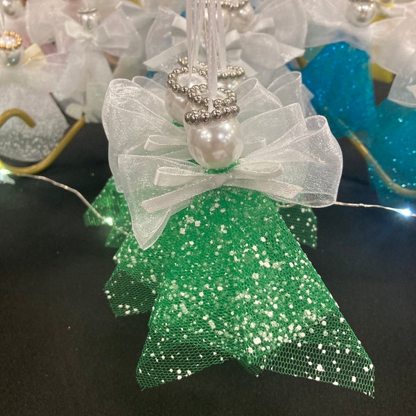 Green Angel, Tulle Angel Ornament, Handmade Ornament, Christmas Decoration, Christmas Gift, Angel Figurine, Gift for Her/Him