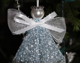 Baby Blue Angel, Tulle Angel Ornament, Handmade Ornament, Christmas Decoration, Christmas Gift, Angel Figurine, Gift for Her/Him