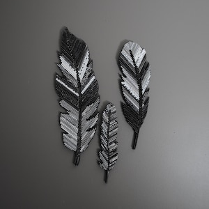 black,white & grey FEATHERS wall art - made from recycled magazines, ART,unique, home decor, interior design,unique, handmade,native,natural