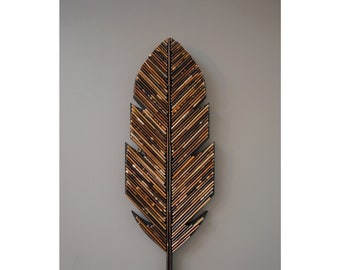 brown/tan FEATHER - wall art made from recycled magazines, unique, home decor, interior design, unique, handmade,native,natural,art,decor