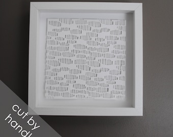 texture lines -delicate PAPER CUTTING -monochromatic,blobs,depth,Paper cut art,unique wall art,framed paper cut,white paper,layer,decorative