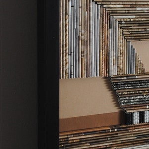 set of 2 collage WALL ART made from recycled magazines-brown,black,white,layers, curves,lines,depth,detail,modern,unique,pattern, texture image 5