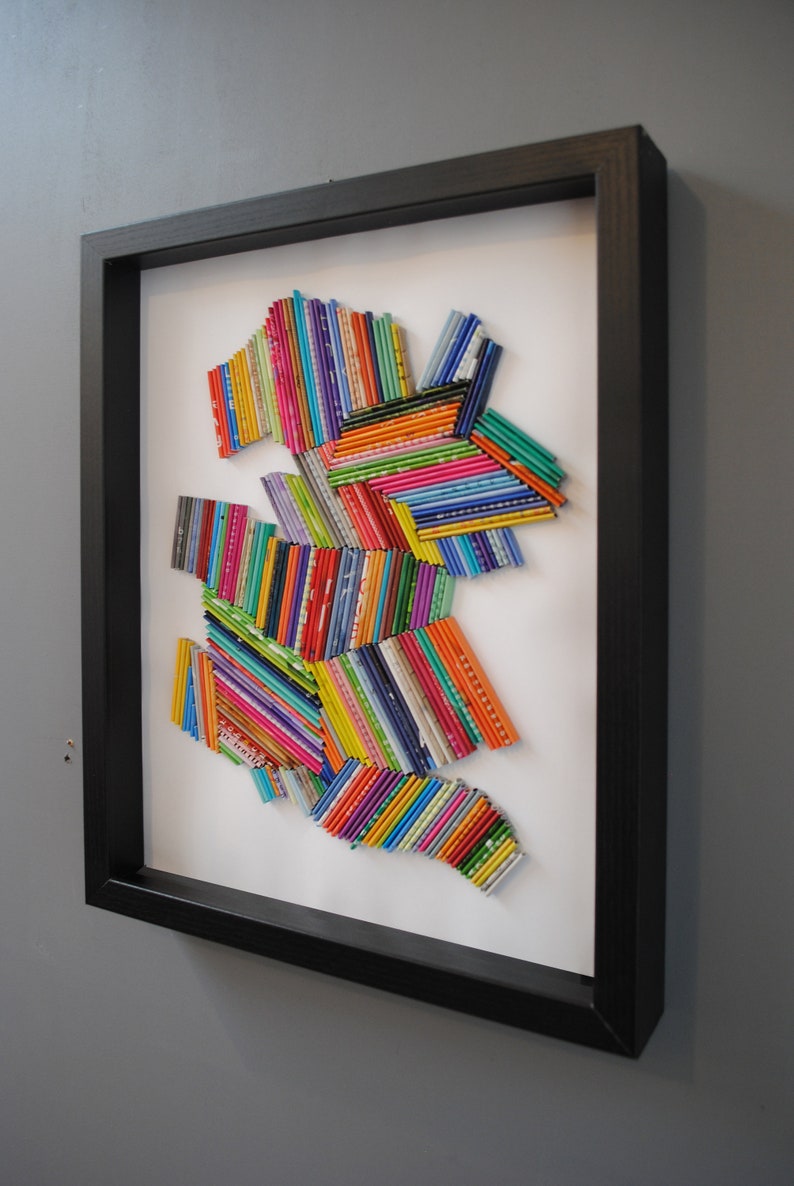 abstract modern wall art-made from recycled magazines,colorful, unique,love, artistic,unique,statement art,creative,love,playroom art image 5