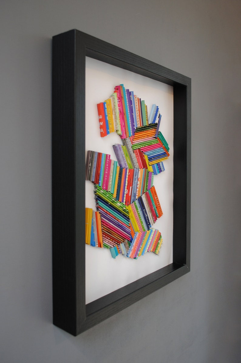 abstract modern wall art-made from recycled magazines,colorful, unique,love, artistic,unique,statement art,creative,love,playroom art image 4