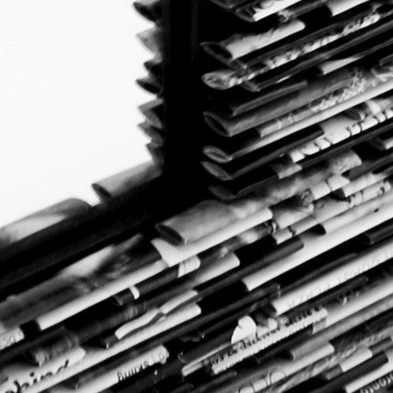 Black and white square mirror made from recycled magazines Etsy