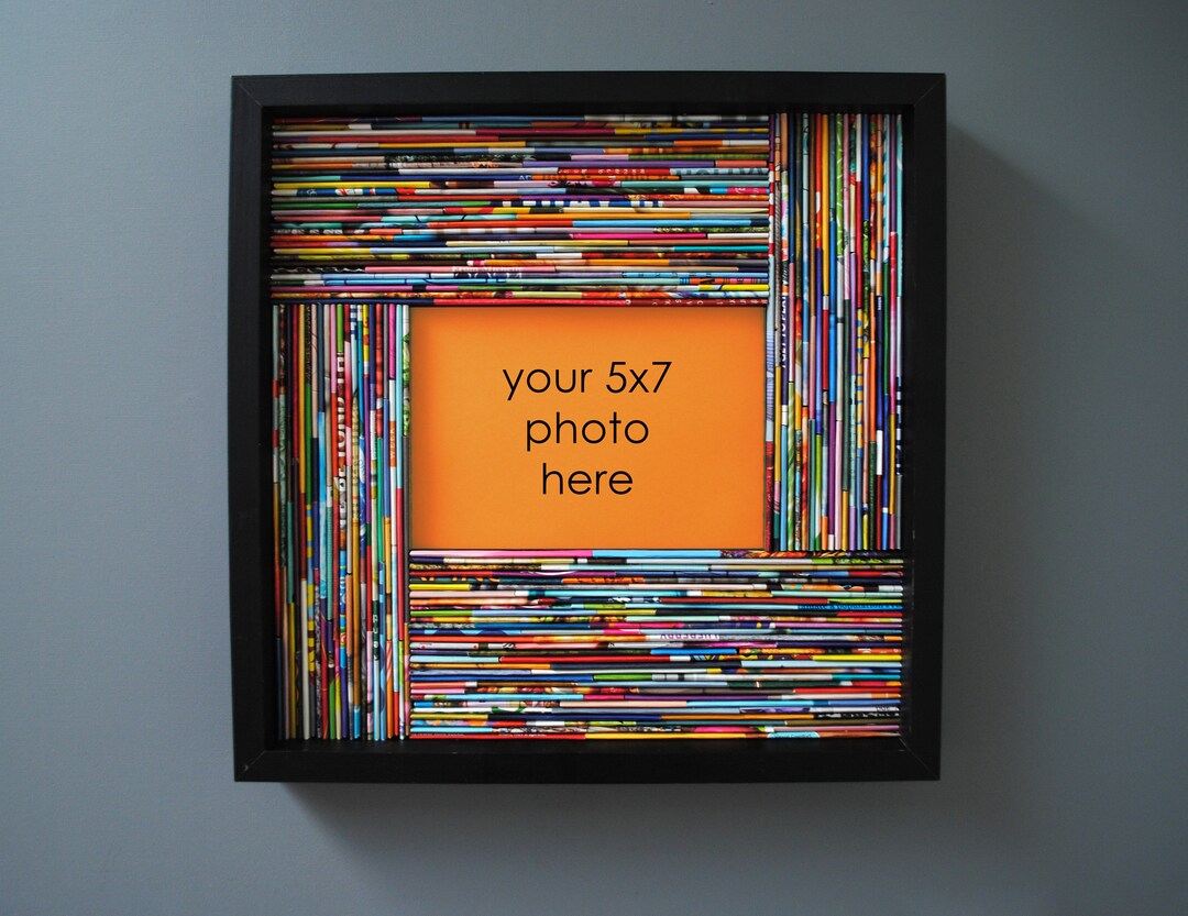 Colorful 5x7 Picture Frame Made From Recycled Magazines, Art Frame
