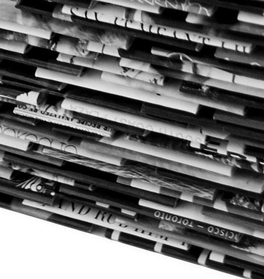 Black and white square mirror made from recycled magazines Etsy