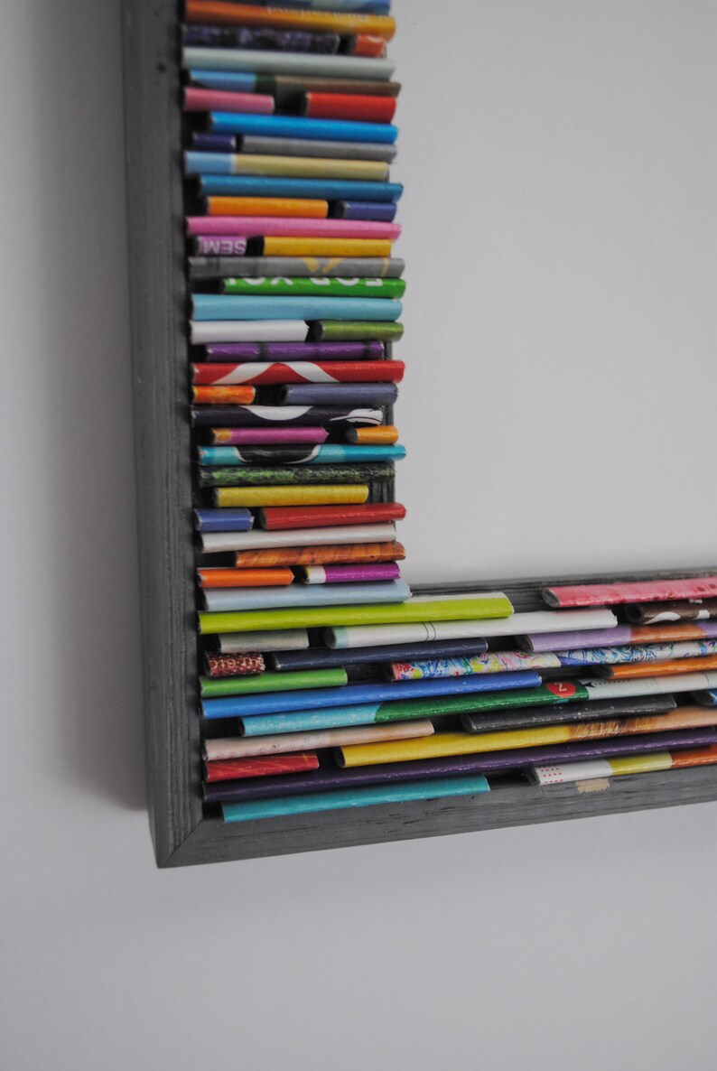 Colorful GREY picture frame made from recycled magazines Etsy