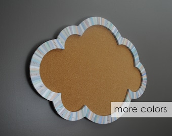 CLOUD cork board- made from recycled magazines,nursery,colorful stripes,pastel colors, bulletin board, baby decor,designer,crib,pale,pretty