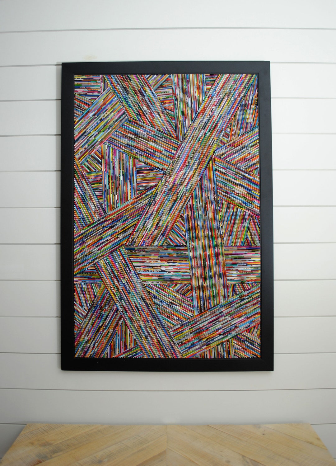 Modern Art in a Black/white Frame - Woven Depth -made From Recycled