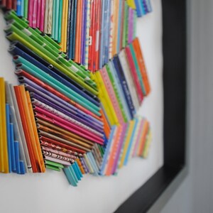 abstract modern wall art-made from recycled magazines,colorful, unique,love, artistic,unique,statement art,creative,love,playroom art image 2