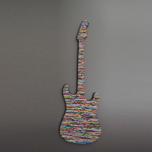 large GUITAR wall art-made from recycled magazines, neutral,rustic,rocker, electric, music, classic, colorful,rock and roll,wall hanging,art image 3