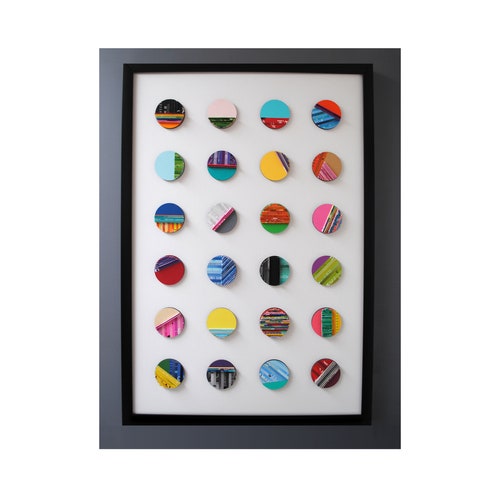 Set of 24 Circles COLORFUL FRAMED Modern Wall Art Made From Etsy