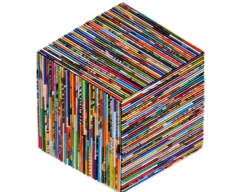 HEXAGON brightly colored wall art- made from recycled magazines, colorful, unique, dimensional, modern decoration, designer, illusion