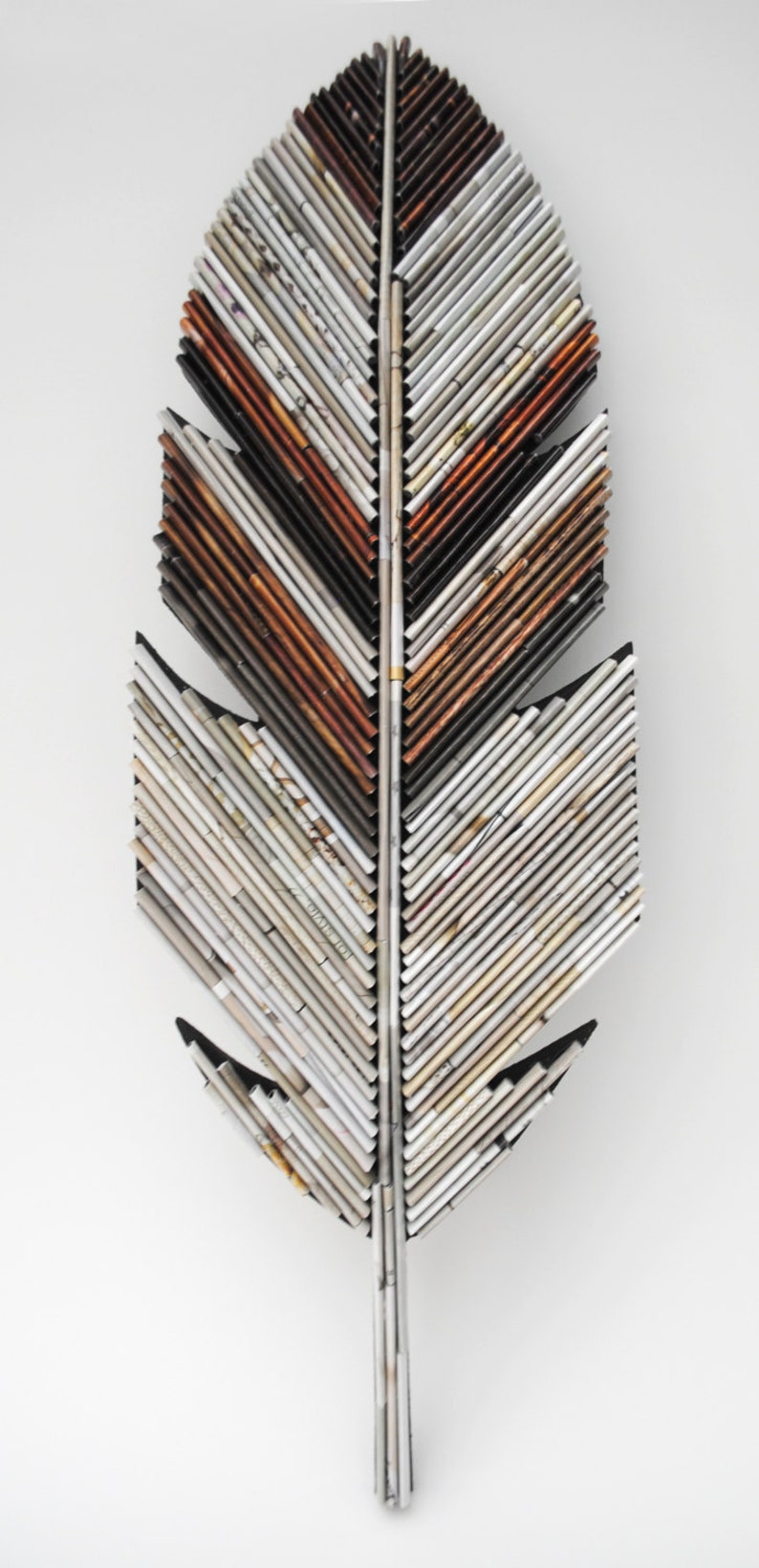 FEATHER neutral colored wall art made from recycled | Etsy