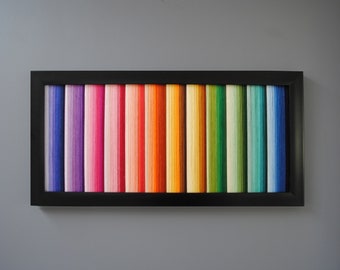 rainbow STRING framed wall art -colorful, bold unique, art deco chic, string,minimalist, lines,modern, nursery,unique,circle art