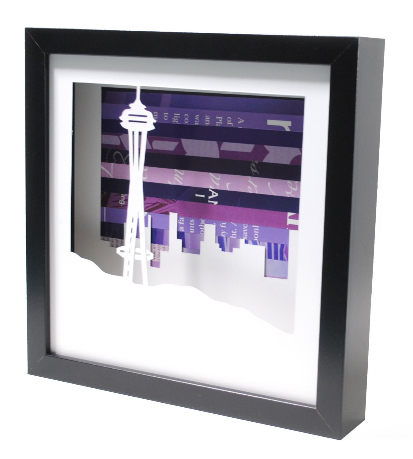 Seattle Space Needle shadowbox made from recycled magazines Etsy