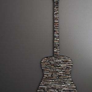 large GUITAR wall art-made from recycled magazines, neutral,rustic,rocker, electric, music, classic, colorful,rock and roll,wall hanging,art image 5