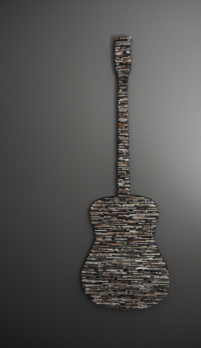 large GUITAR wall art-made from recycled magazines, neutral,rustic,rocker, electric, music, classic, colorful,rock and roll,wall hanging,art image 5