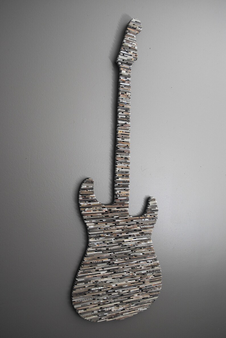 large GUITAR wall art-made from recycled magazines, neutral,rustic,rocker, electric, music, classic, colorful,rock and roll,wall hanging,art image 8