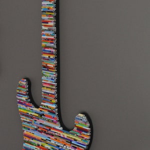 large GUITAR wall art-made from recycled magazines, neutral,rustic,rocker, electric, music, classic, colorful,rock and roll,wall hanging,art image 6
