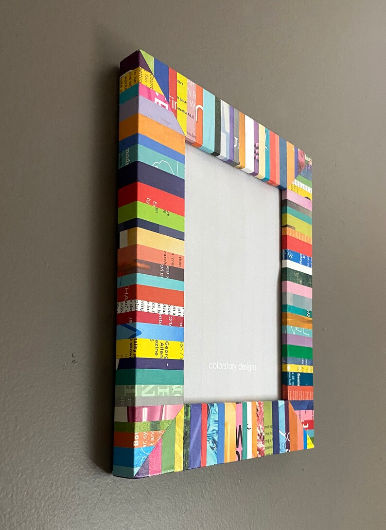Colorful 5x7 picture frame made with recycled magazines Etsy