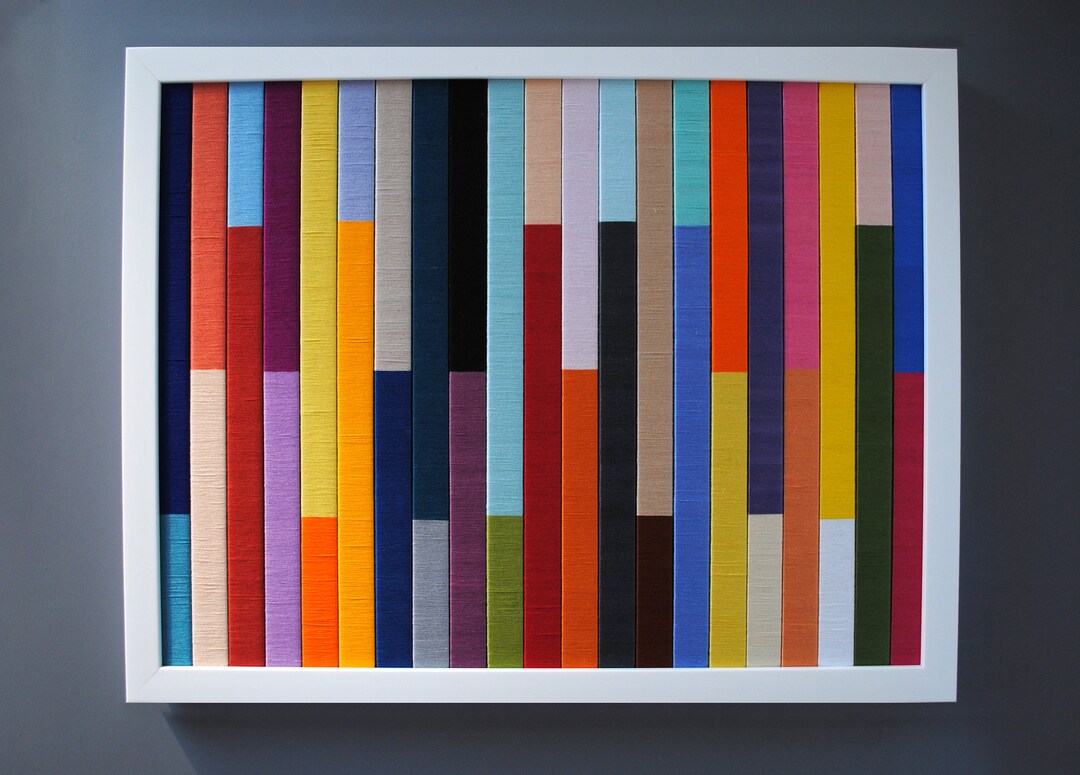 Colorful String WALL ART White Frame Color Blockingfiber Etsy