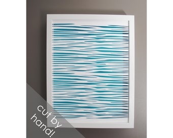 delicate PAPER CUTTING - all white,stripes,lines,depth, texture, Paper cut art,unique wall art, framed paper cut, white paper, layer