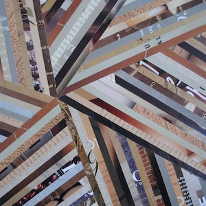 set of 2 collage WALL ART made from recycled magazines-brown,black,white,layers, curves,lines,depth,detail,modern,unique,pattern, texture image 6