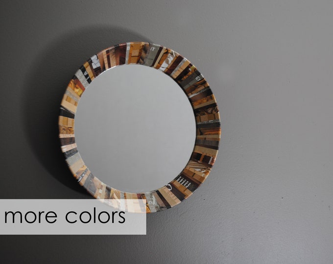 Small Colorful Round Mirror Wall Art Made From Recycled Etsy