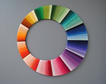 20" color wheel STRIING hoop wall art -colorful, bold unique, art deco chic, string,minimalist, lines,modern, nursery,unique,circle art