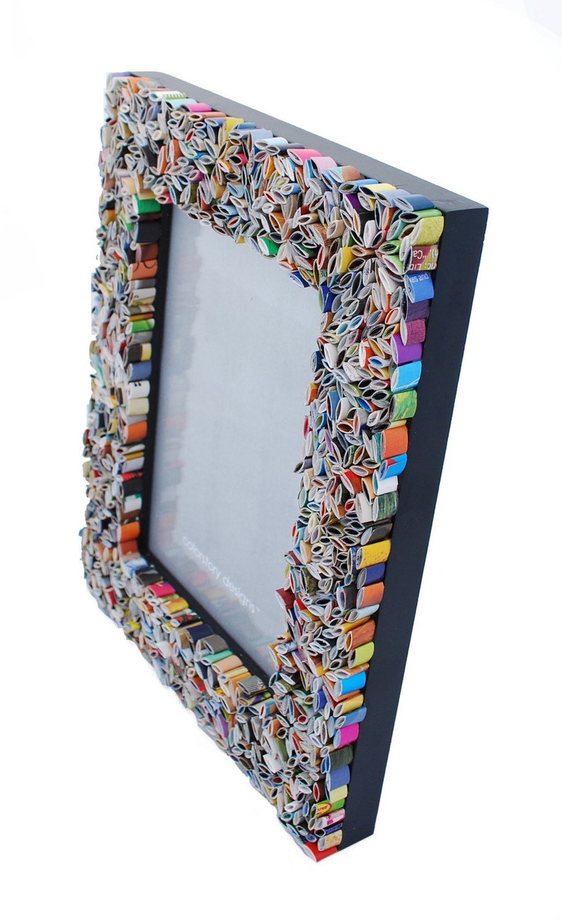 Colorful 5x7 picture frame made from recycled magazines Etsy