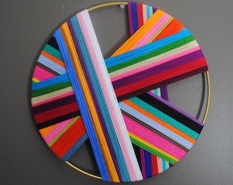 STRING wall art -colorful wrapped hoop, unique, art deco chic, geometric,string art,minimalist,lines,modern nursery,unique,circle,trendy,art