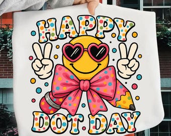 Happy Dot Day PNG: Smiley Face, Peace Sign, Bow Pencil (Digital Download)