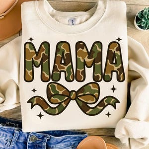 Mama Duck Camo PNG: Coquette Bow Sublimation Design (Digital Download