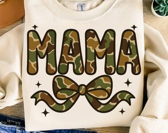 Mama Duck Camo PNG: Wzór sublimacji kokardy kokietki (pobieranie cyfrowe)