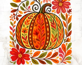 Fall Floral Pumpkin PNG: Boho Autumn Sublimation Design (Digital Download)
