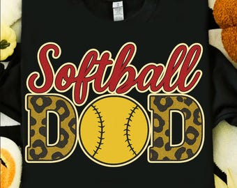 Softball Dad PNG, Leopard Print Yellow Ball Clipart, Sports Dad Digital Design